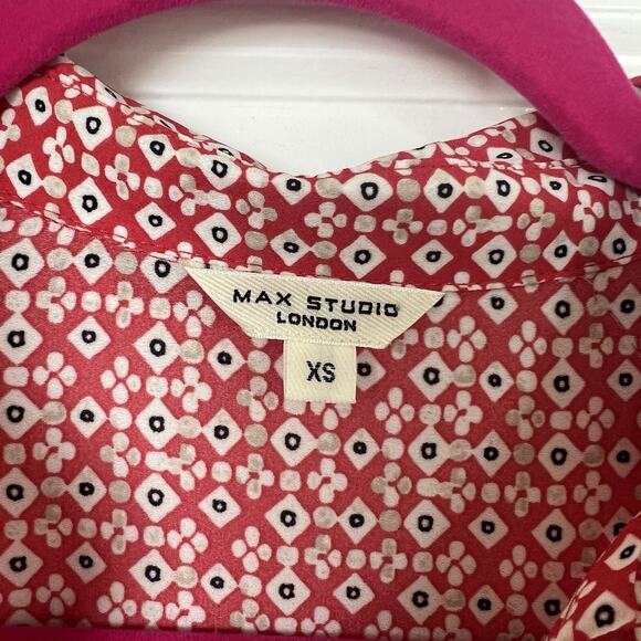 Max Studio Red Floral Prairie Maxi Dress XS Boho Tiered Ruffle Cottagecore - Picture 3 of 7